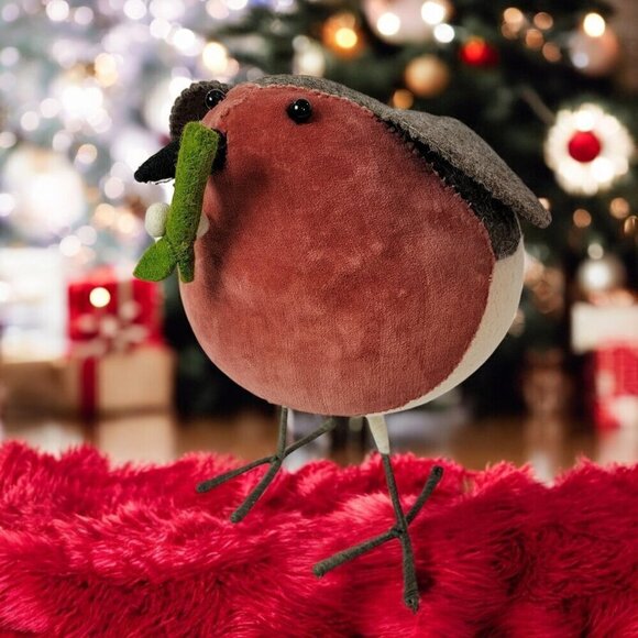 Large Mistletoe Standing Christmas Robin from Fiona Walker UK - Picture 1 of 10